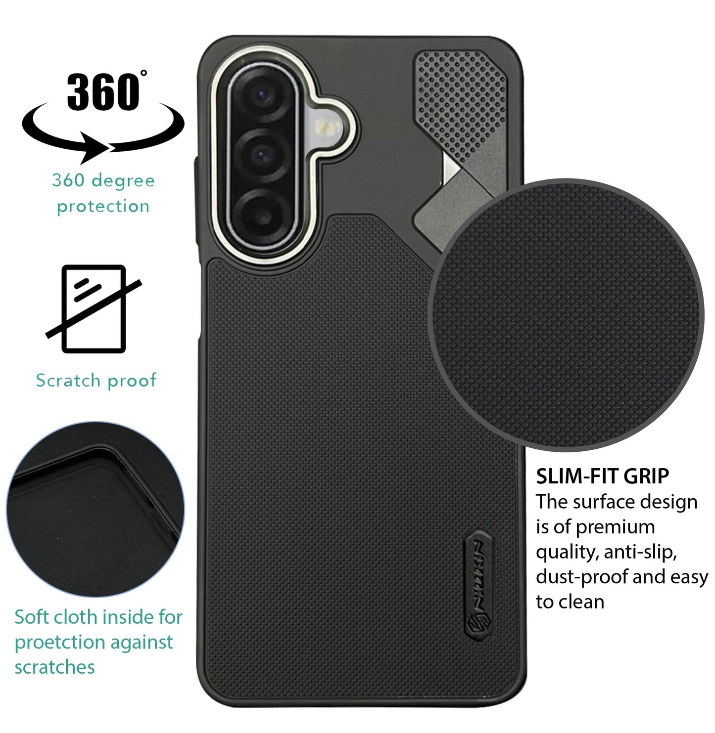 NIUKIN Fancy Super Frosted Dotted Case with Camera Ring for Samsung Galaxy M17