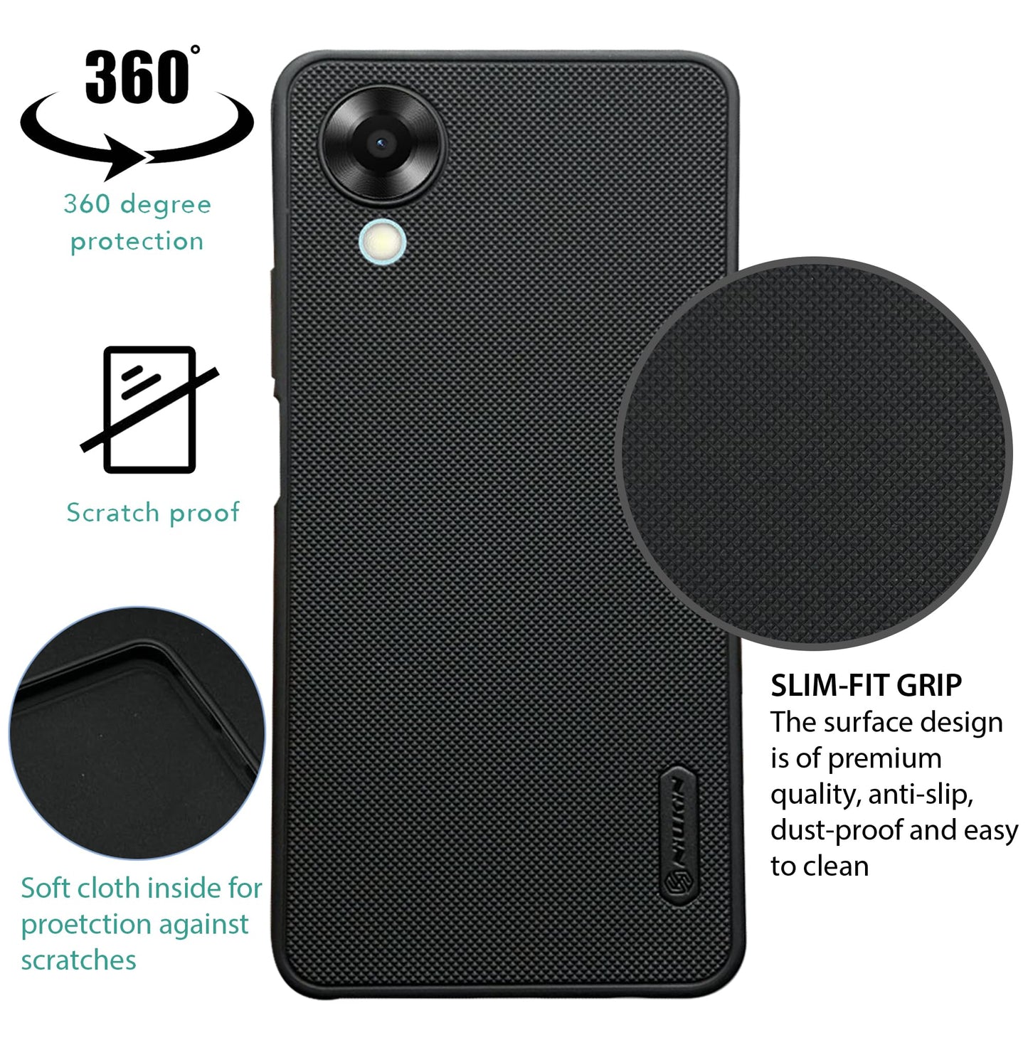 NIUKIN Super Frosted Dotted Case for Oppo A17k