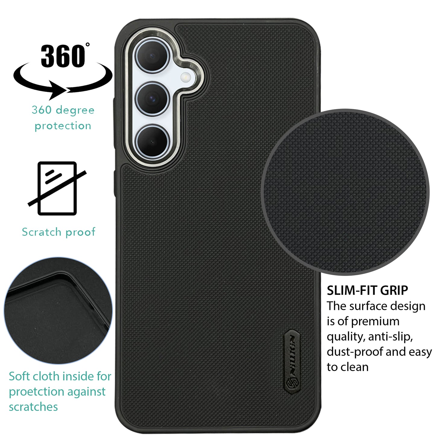 NIUKIN Super Frosted Dotted Case with Camera Ring for Samsung A35
