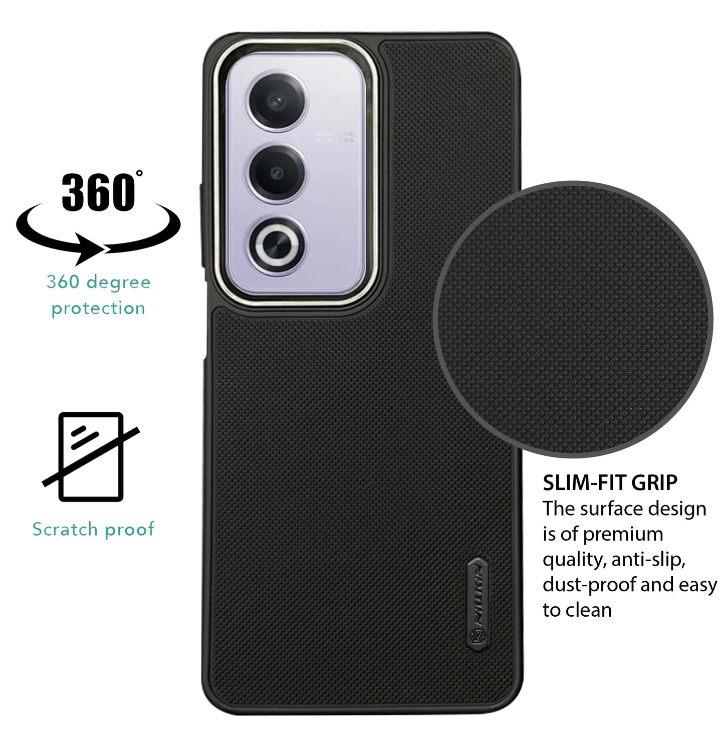 NIUKIN Super Frosted Dotted Case with Camera Ring for Oppo A3 Pro