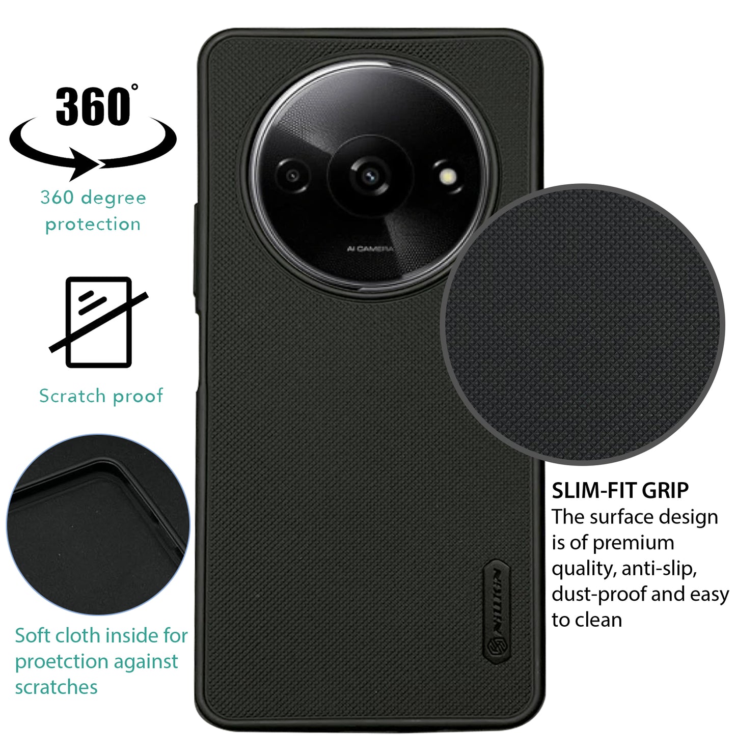 NIUKIN Super Frosted Dotted Case for Xiaomi Redmi A3x