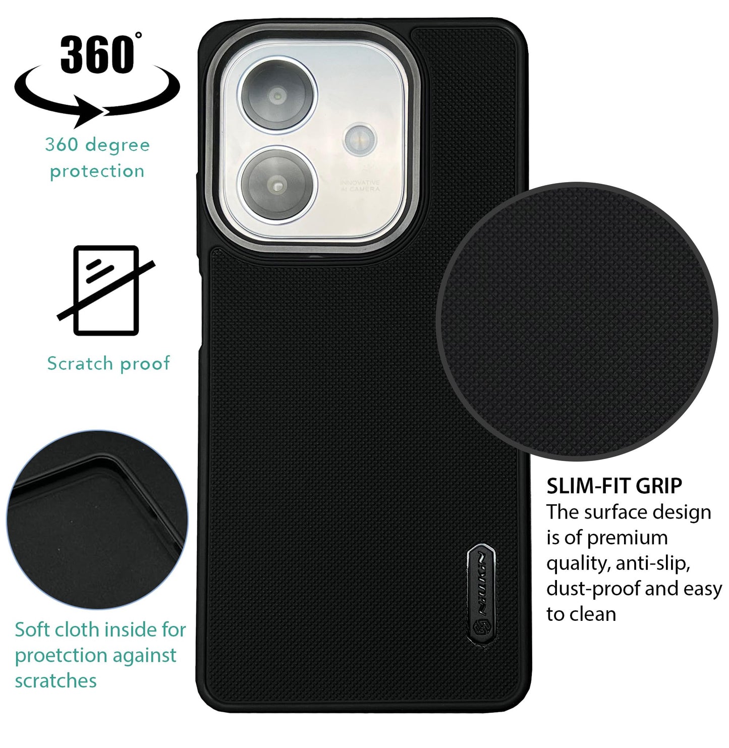 NIUKIN Super Frosted Dotted Case with Camera Ring for Oppo A3x