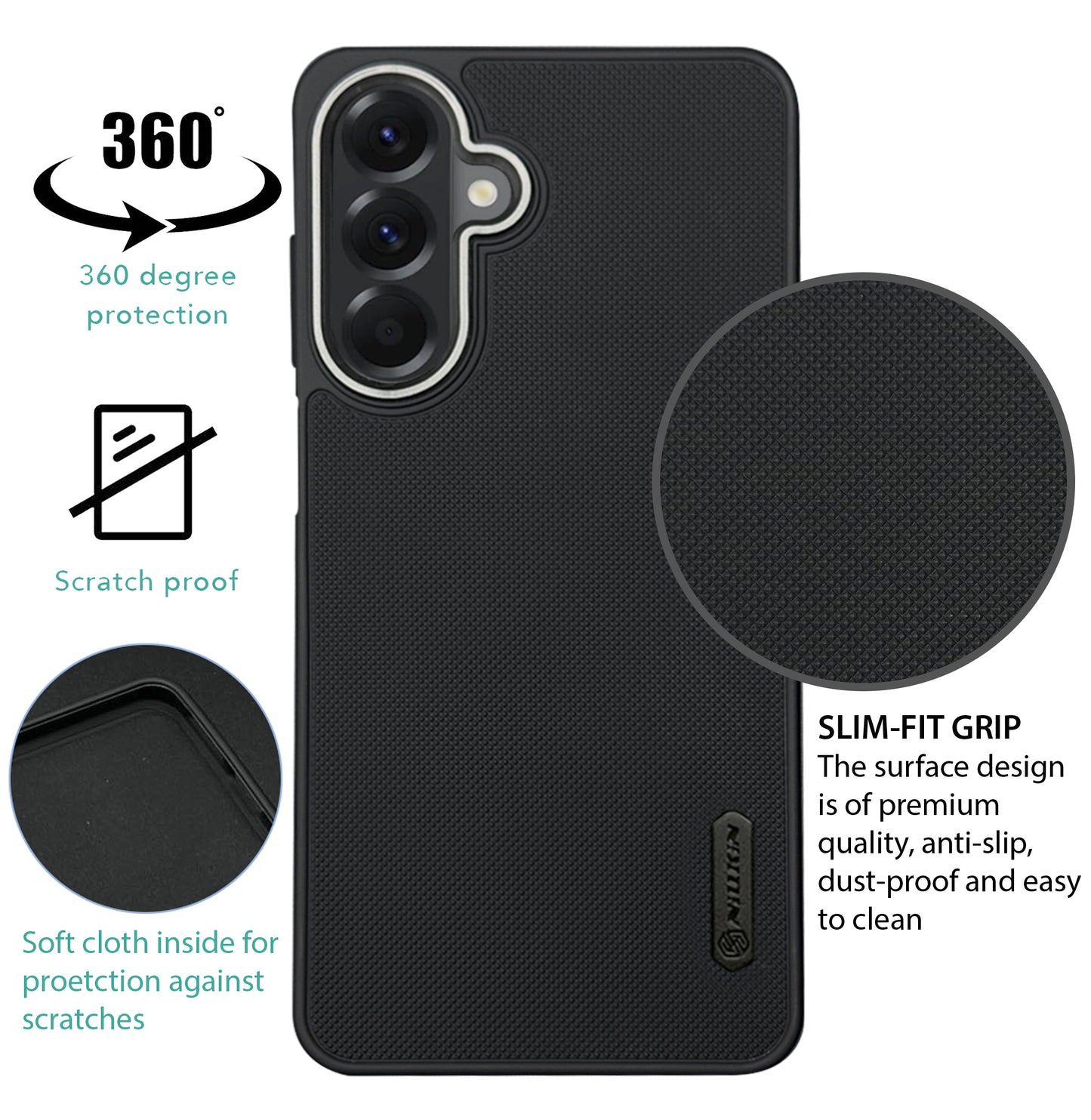 NIUKIN Super Frosted Dotted Case with Camera Ring for Samsung A56