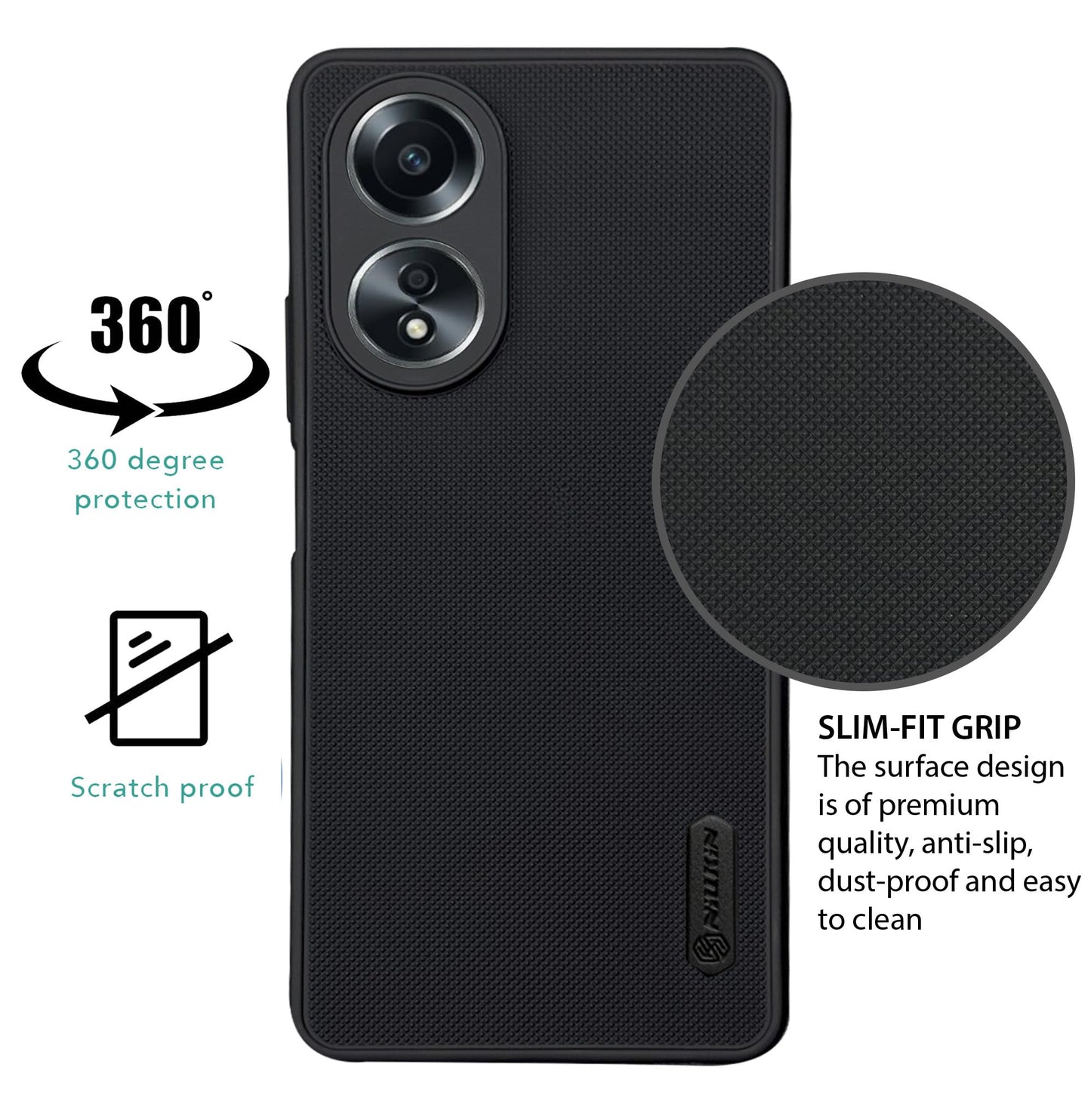 NIUKIN Super Frosted Dotted Case for Oppo A58 4G