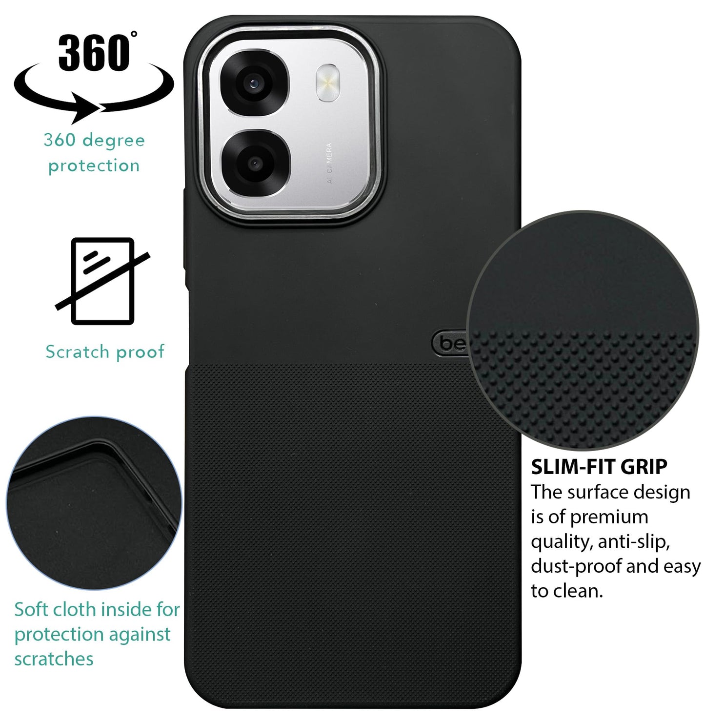 BEOTS Rugged back case with Camera Ring for Oppo A6 5G
