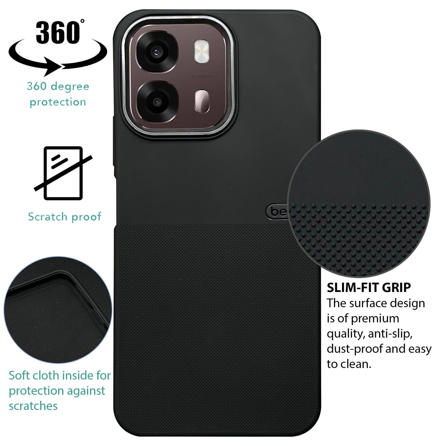 BEOTS Rugged back case with Camera Ring for Oppo A6 Pro 5G