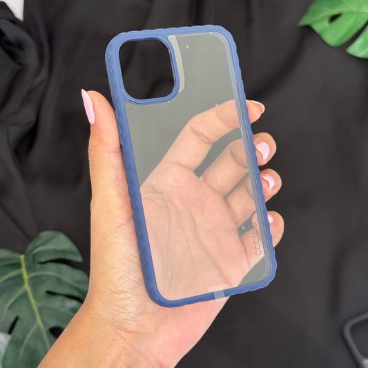 Coblue Anti Yellow Transparent case with Colorful side borders for iPhone 12 Mini