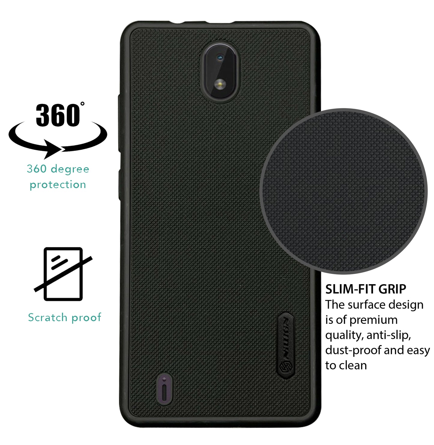 NIUKIN Super Frosted Dotted Case for Nokia C01 Plus