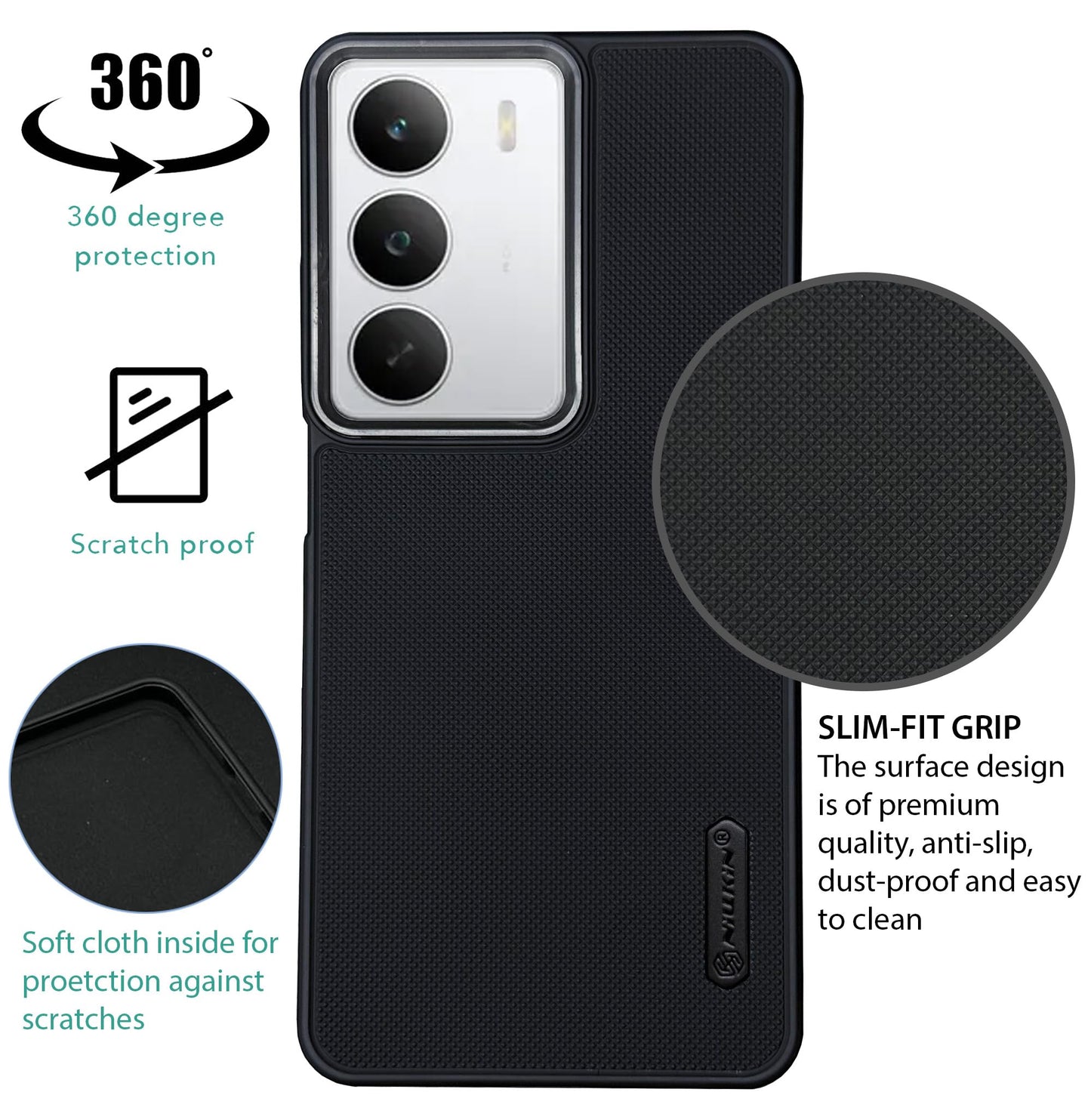 NIUKIN Super Frosted Dotted Case with Camera Ring for Realme C75 5G