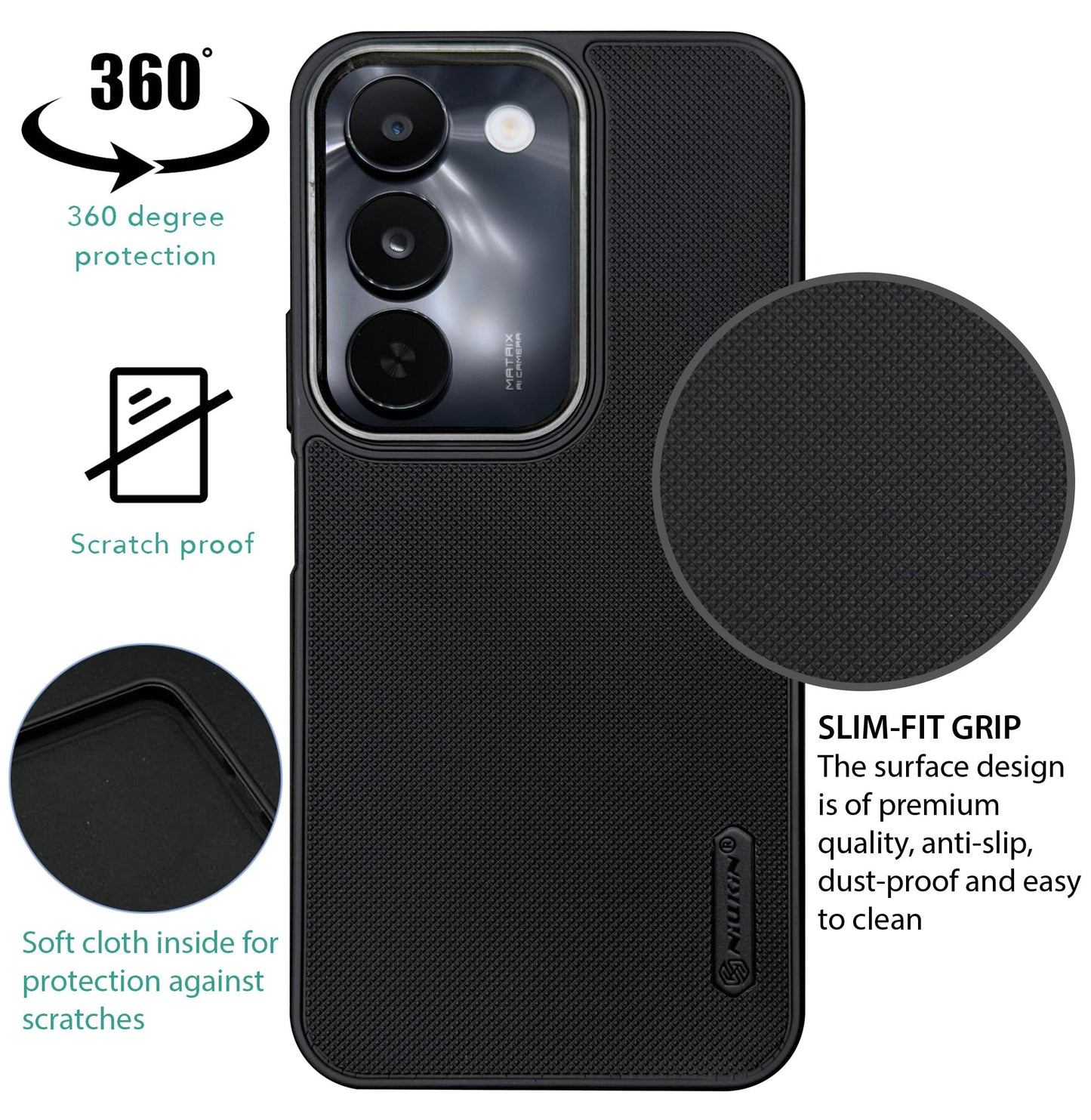 NIUKIN Super Frosted Dotted Case with Camera Ring for Realme C83 5G