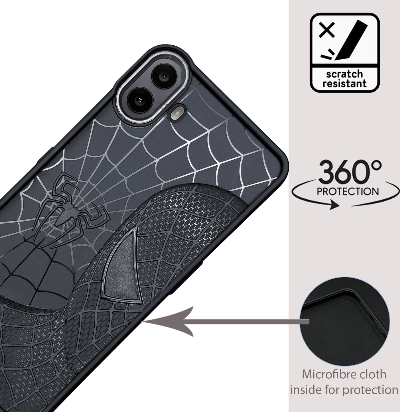 Sp Superhero Web Case with Metallic Camera Ring for CMF by Nothing Phone 1