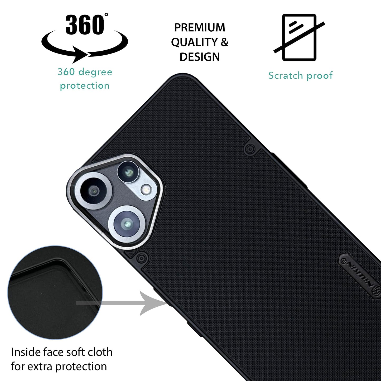 NIUKIN Super Frosted Dotted Case with Camera Ring for CMF by Nothing Phone 2 Pro