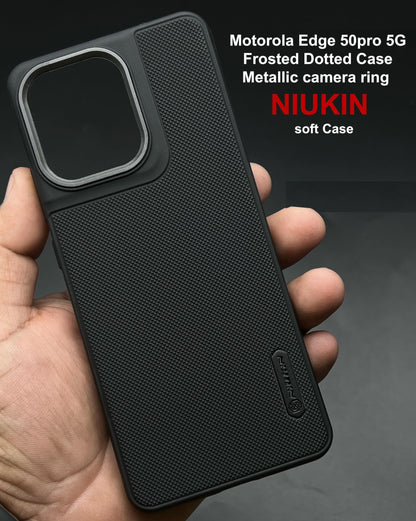 NIUKIN Super Frosted Dotted Case with Camera Ring for Moto Edge 50 Pro