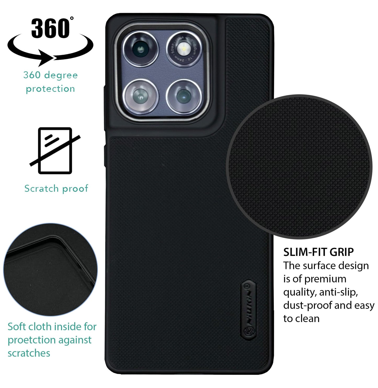 NIUKIN Super Frosted Dotted Case with Camera Ring for Moto Edge 60 Fusion