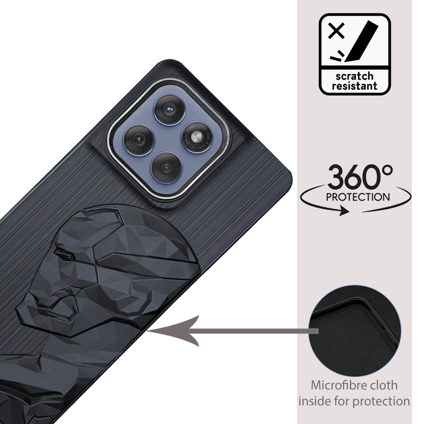 IR Superhero Side Face Prism Case with Metallic Camera Ring for Motorola Edge 60 Fusion