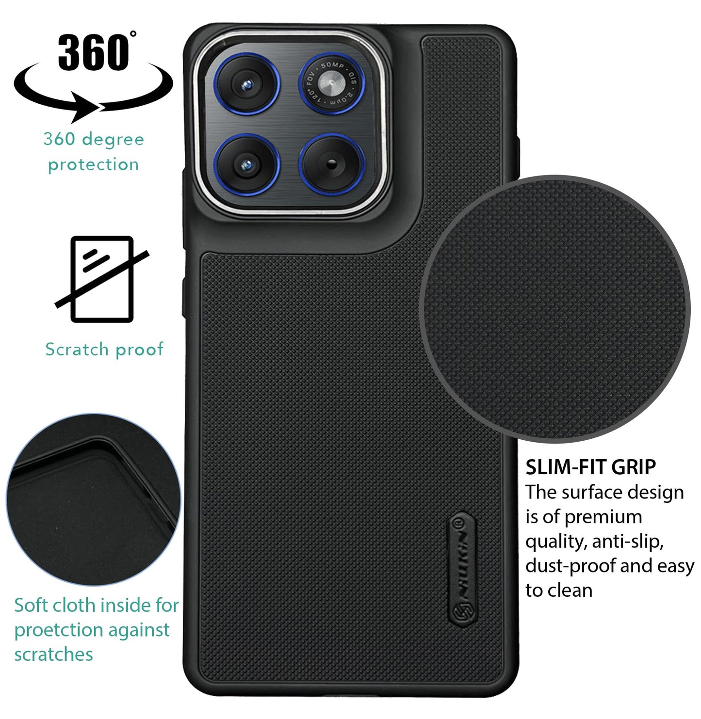 NIUKIN Super Frosted Dotted Case with Camera Ring for Moto Edge 70