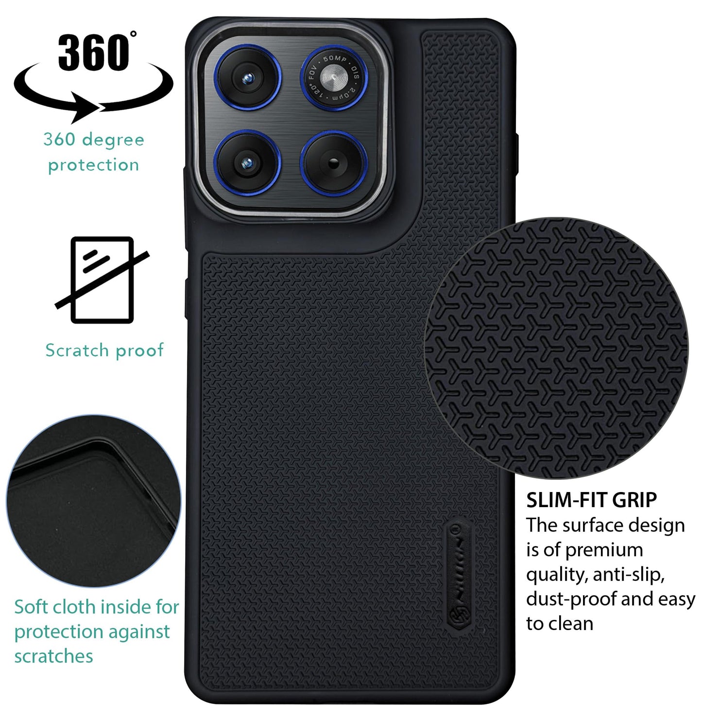 Niukin Grip Guard Back Case with Camera Ring for Moto Edge 70