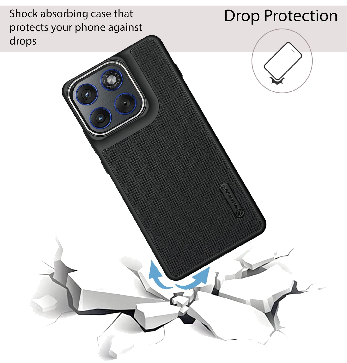 NIUKIN Super Frosted Dotted Case with Camera Ring for Moto Edge 70