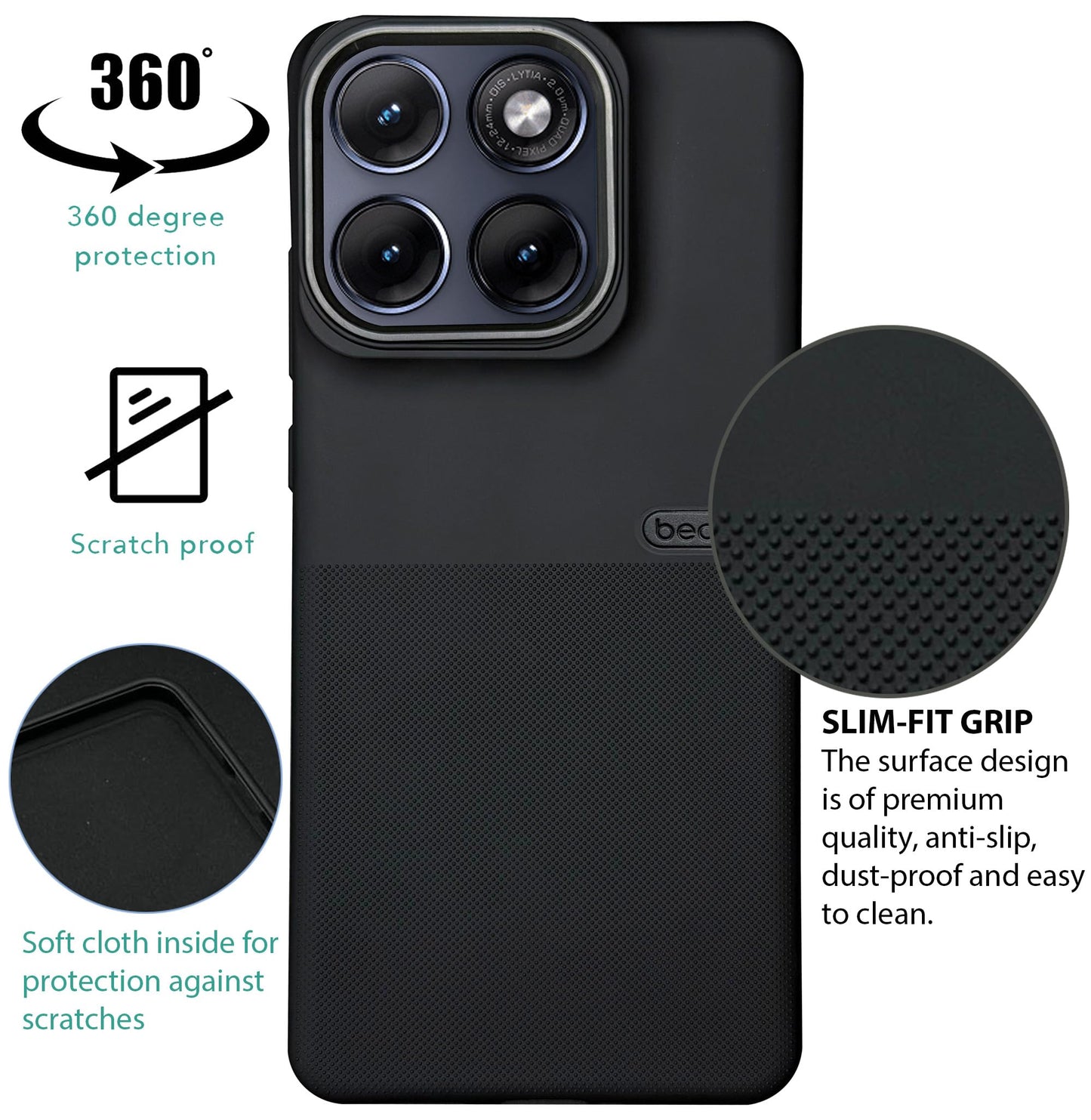 BEOTS Rugged back case with Camera Ring for Moto Edge 70 Fusion