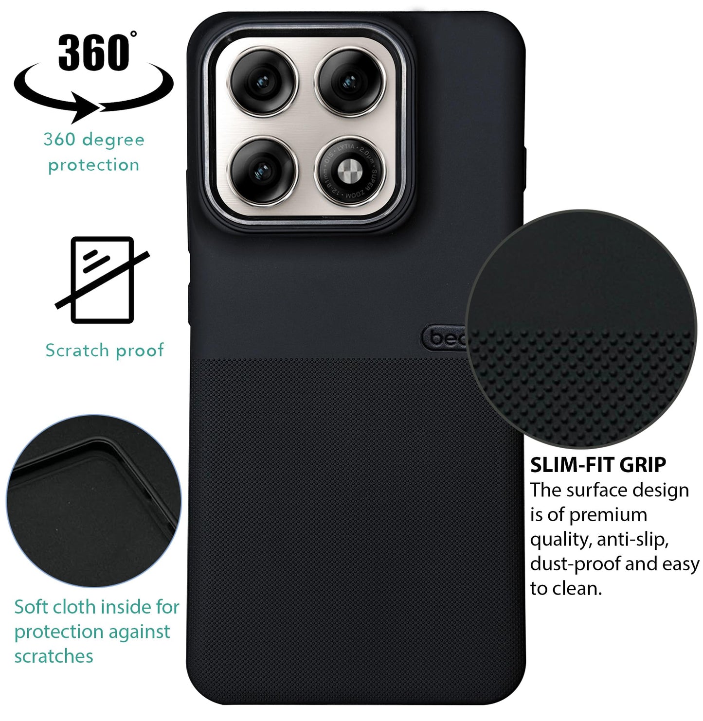 BEOTS Rugged back case with Camera Ring for Moto Edge 70 Pro