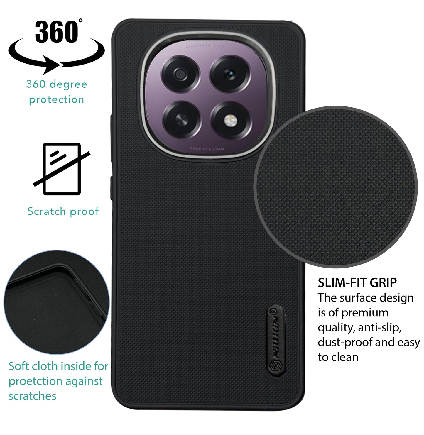 NIUKIN Super Frosted Dotted Case with Camera Ring for Oppo F29