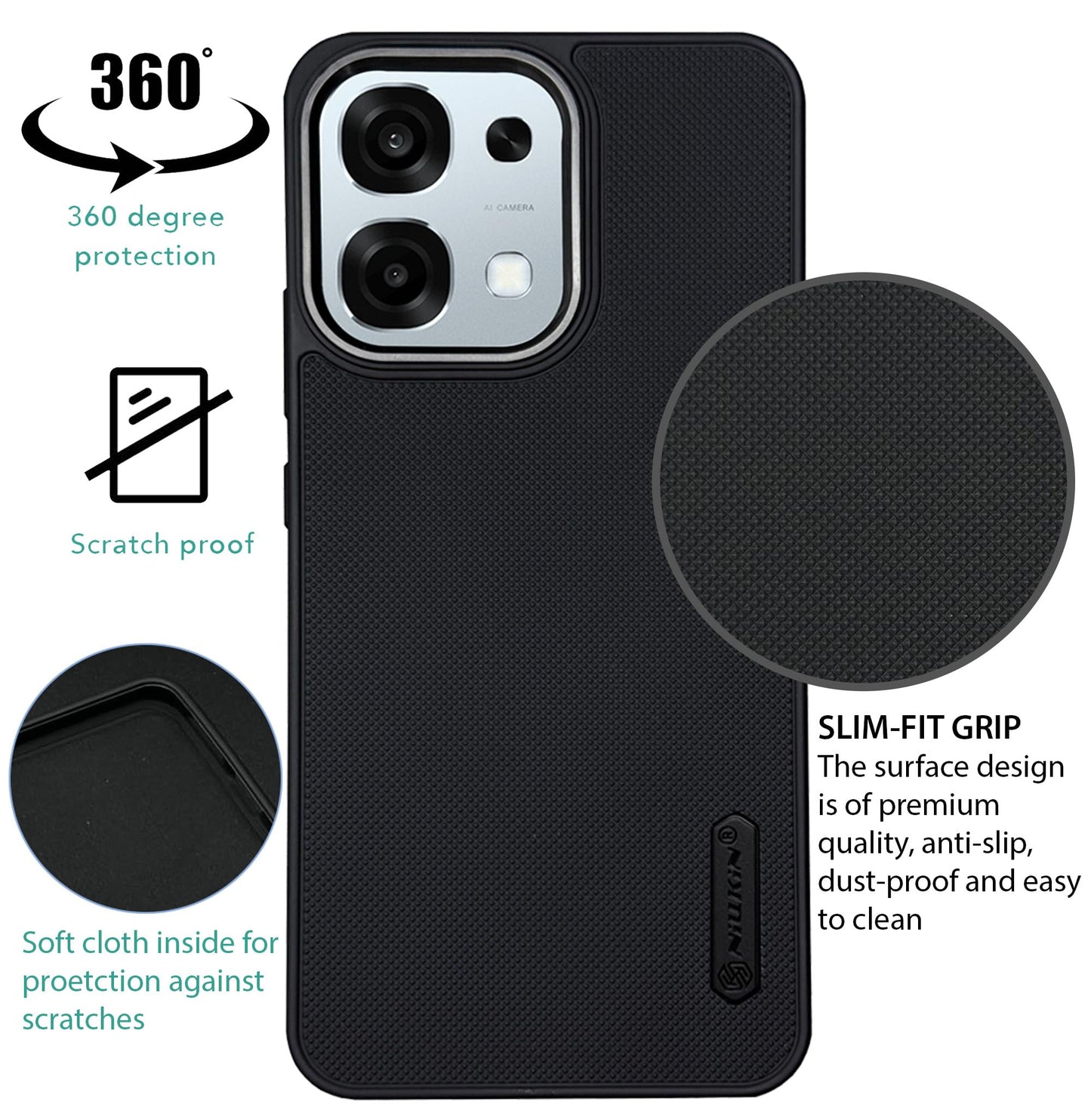 NIUKIN Super Frosted Dotted Case with Camera Ring for Oppo F31