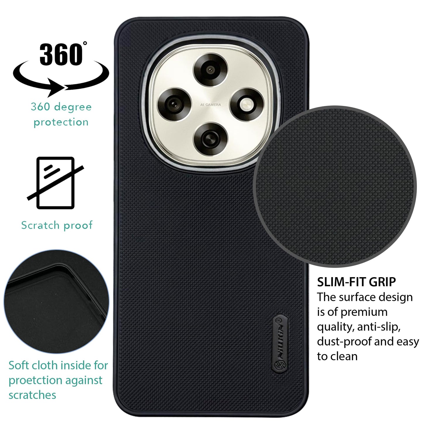 NIUKIN Super Frosted Dotted Case with Camera Ring for Oppo F31 Pro