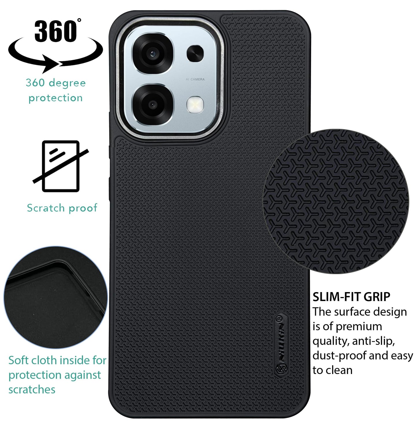 Niukin Grip Guard Back Case with Camera Ring for Oppo F33