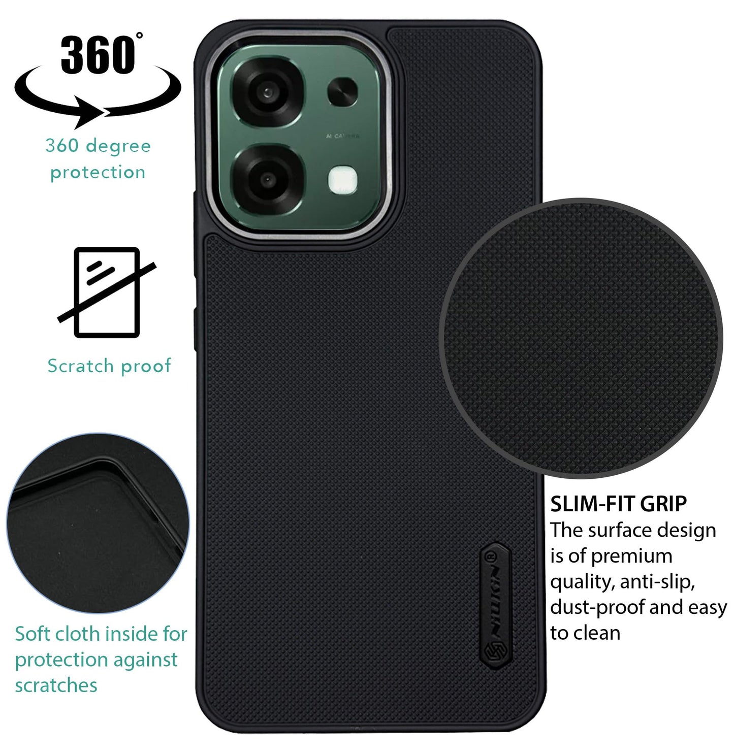 NIUKIN Super Frosted Dotted Case with Camera Ring for Oppo F33