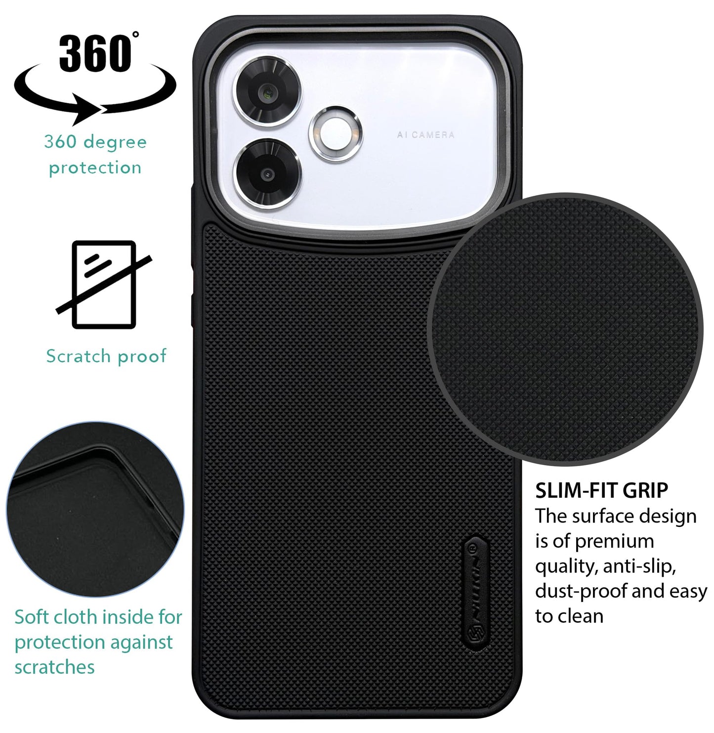 NIUKIN Super Frosted Dotted Case with Camera Ring for Oppo F33 Pro