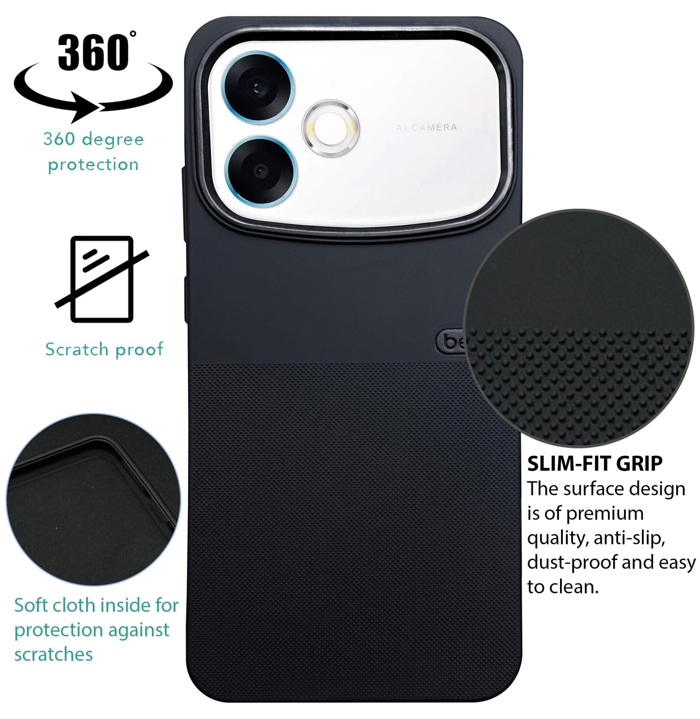 BEOTS Rugged back case with Camera Ring for Oppo F33 Pro