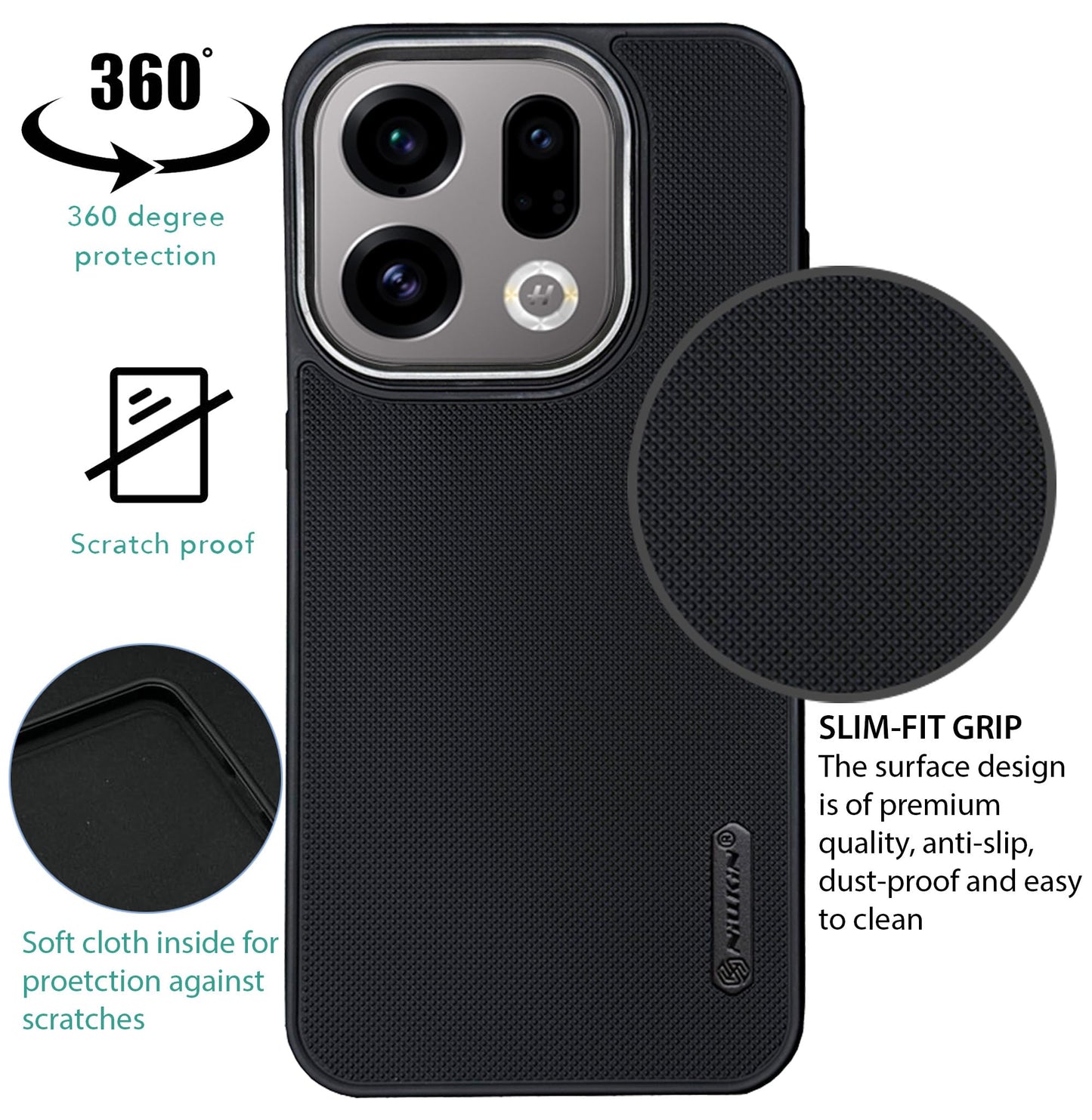 NIUKIN Super Frosted Dotted Case with Camera Ring for Oppo Find X9