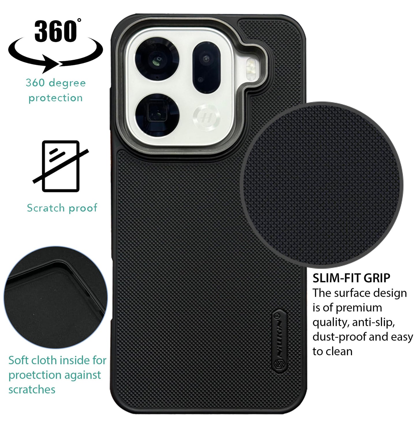 NIUKIN Super Frosted Dotted Case with Camera Ring for Oppo Find X9 Pro