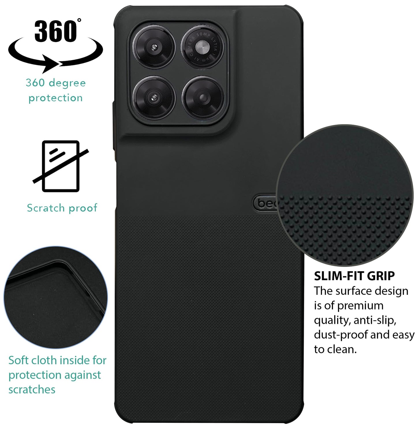 BEOTS Rugged back case with Camera Ring for Moto G37