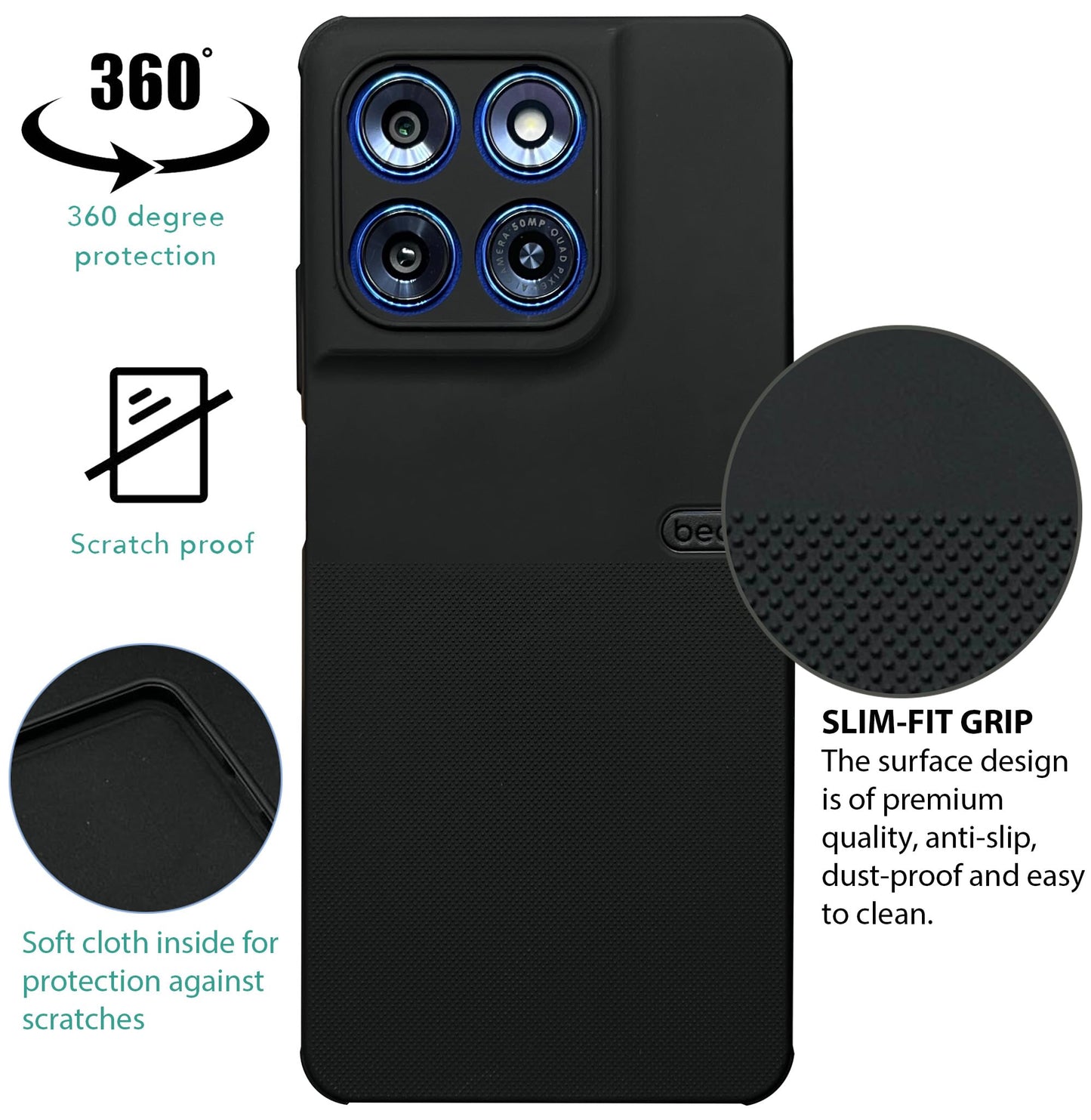 BEOTS Rugged back case with Camera Ring for Moto G37 Power