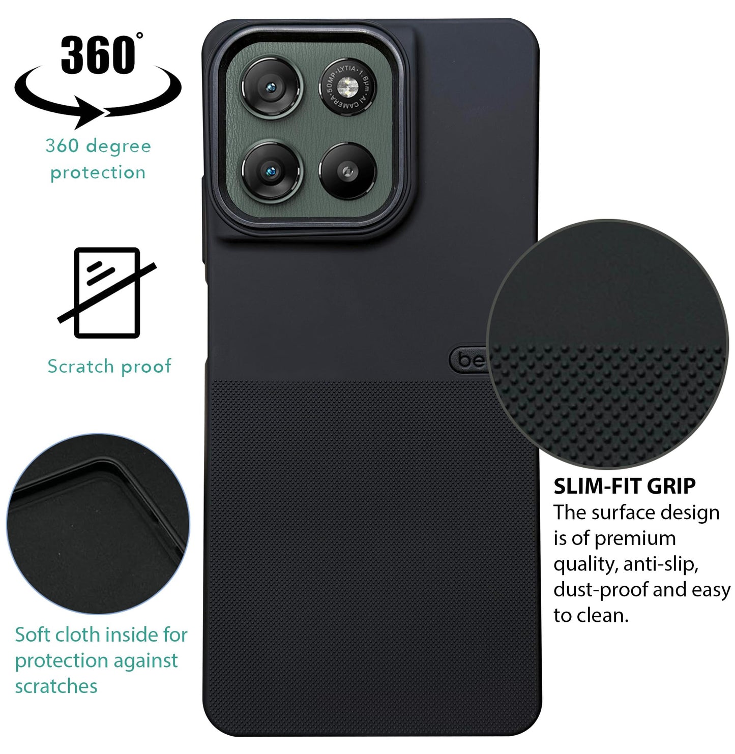 BEOTS Rugged back case with Camera Ring for Moto G67 Power