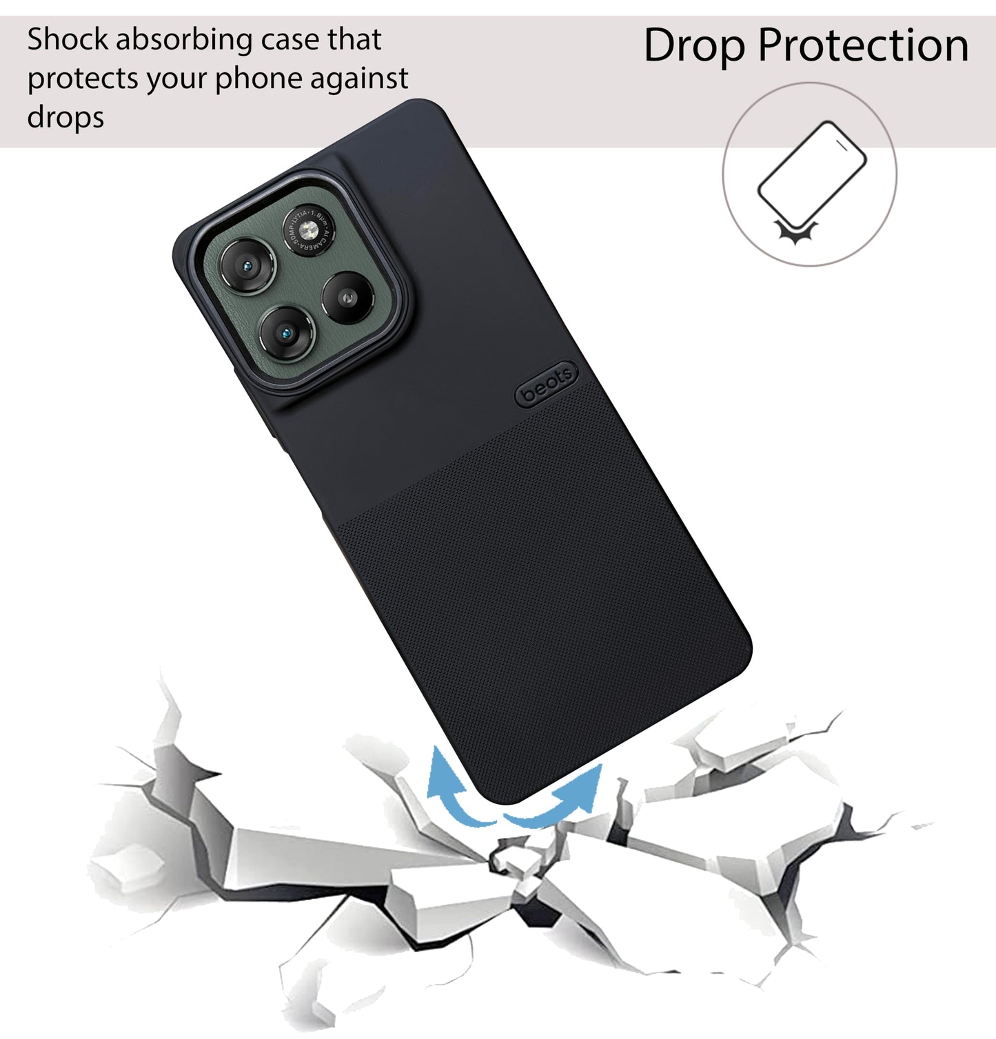 BEOTS Rugged back case with Camera Ring for Moto G67 Power