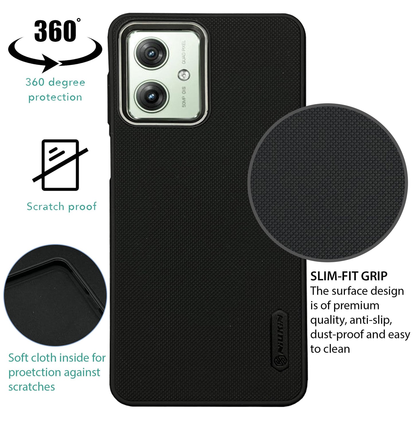 NIUKIN Super Frosted Dotted Case with Camera Ring for Moto G64