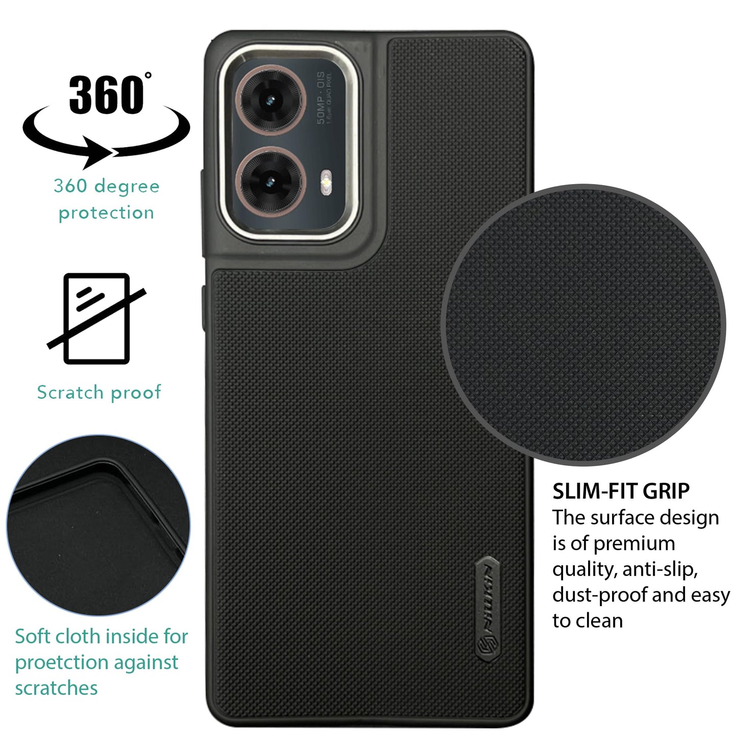 NIUKIN Super Frosted Dotted Case with Camera Ring for Moto G85
