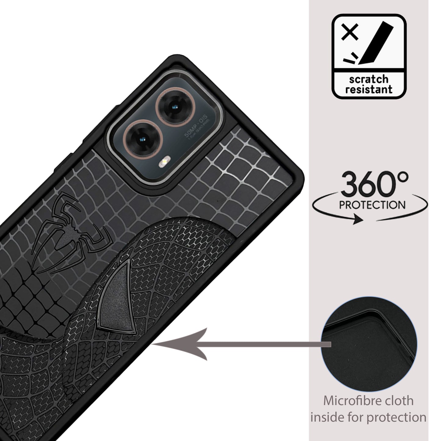 Sp Superhero Web Case with Metallic Camera Ring for Motorola G85