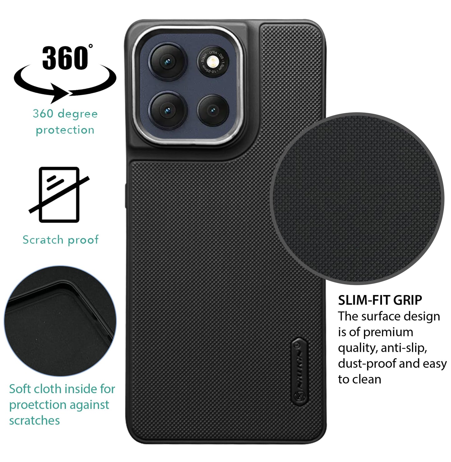 NIUKIN Super Frosted Dotted Case with Camera Ring for Moto G86 Power