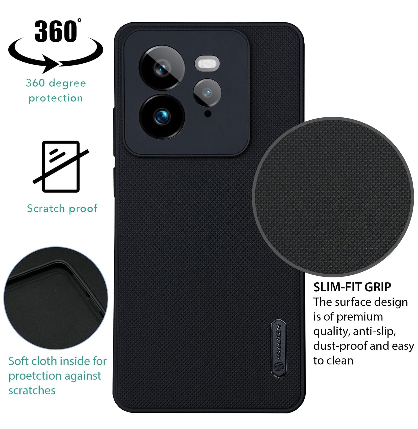 NIUKIN Super Frosted Dotted Case for Realme GT 7 Pro