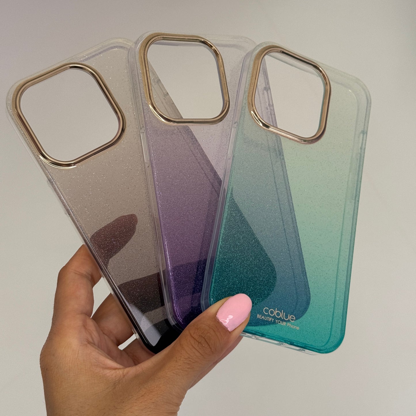 Coblue Transparent Shaded Glitter Case for iPhone 15