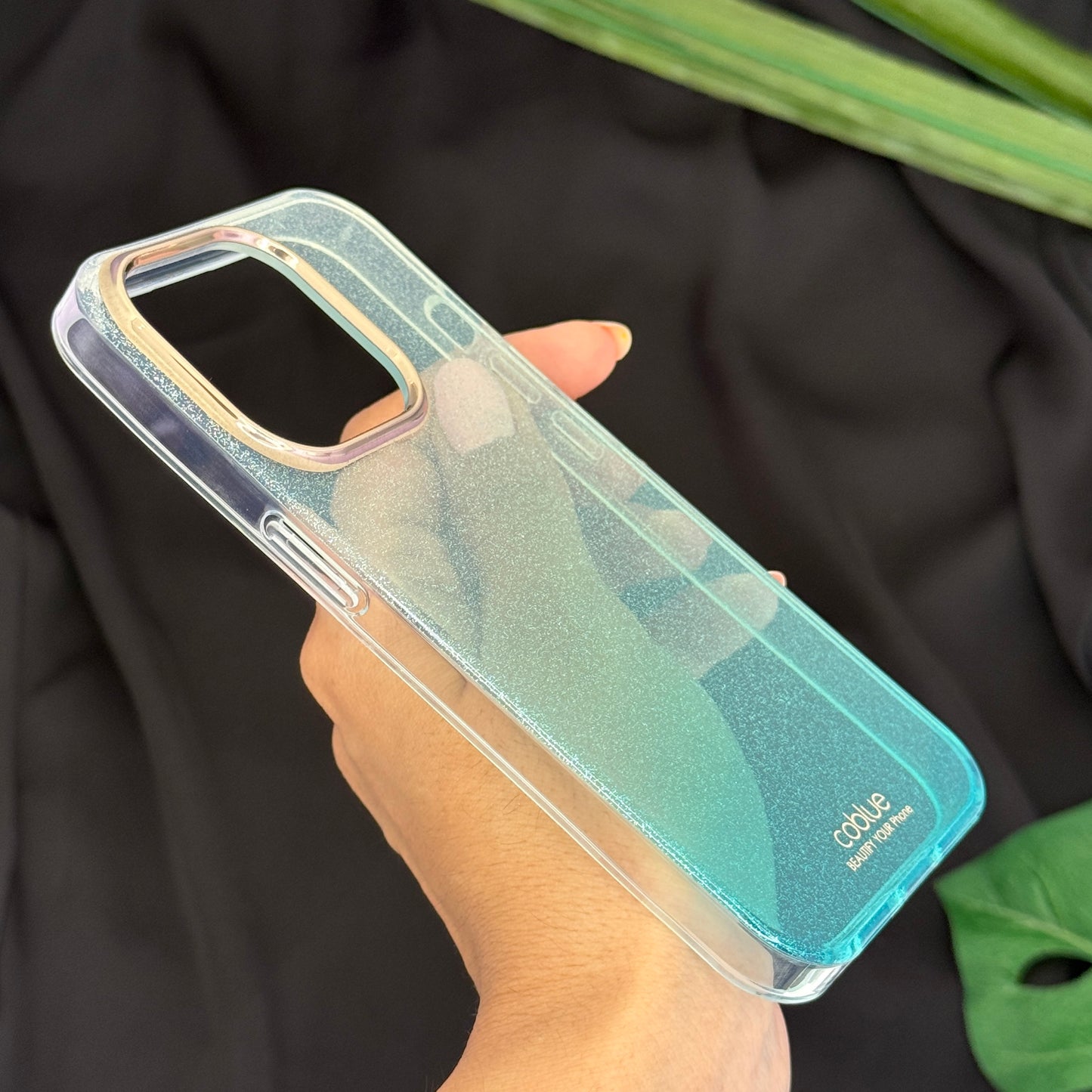 Coblue Transparent Shaded Glitter Case for iPhone 15
