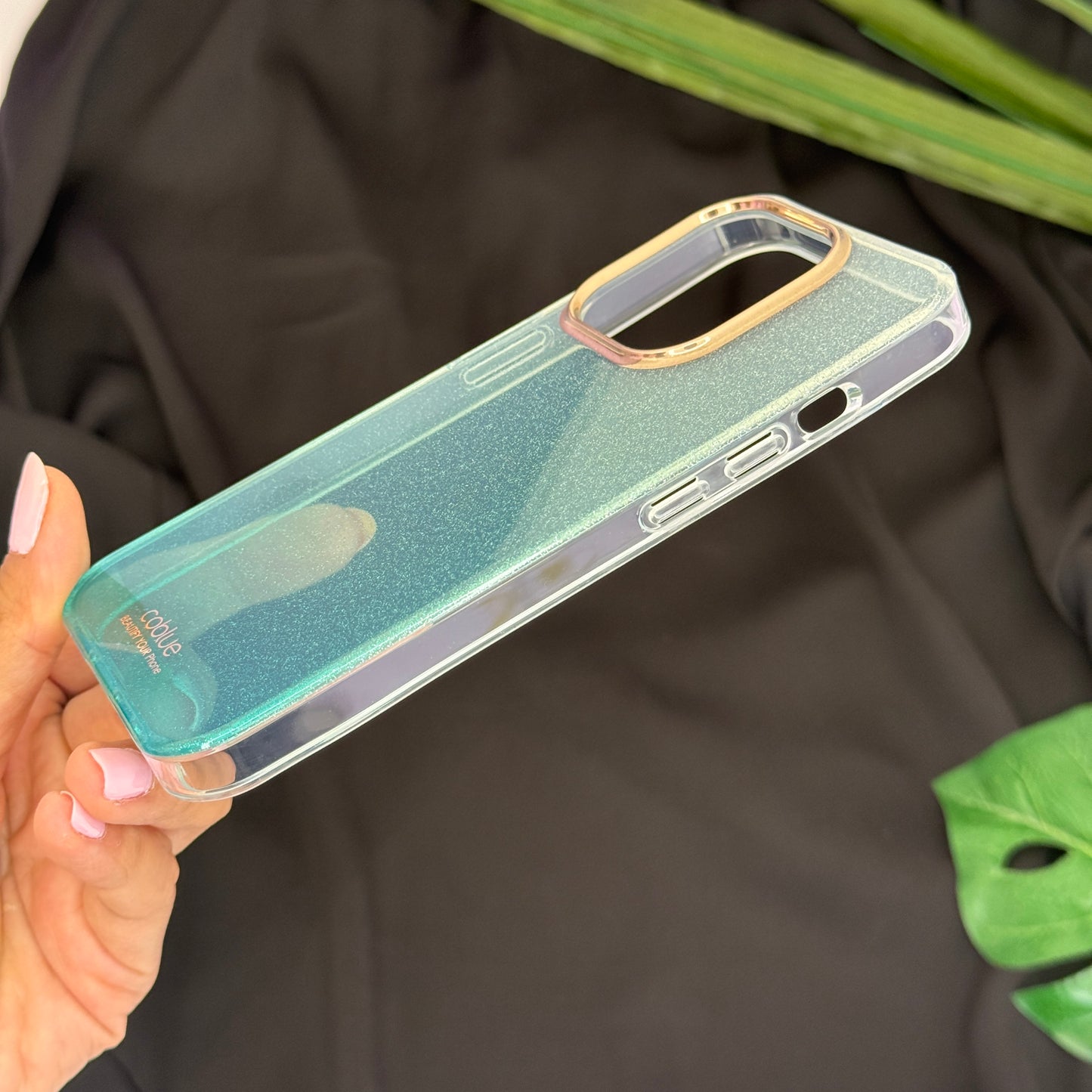 Coblue Transparent Shaded Glitter Case for iPhone 15