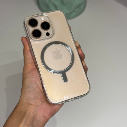 Transparent Magsafe Case with Silver Ring for iPhone 16 Pro Max