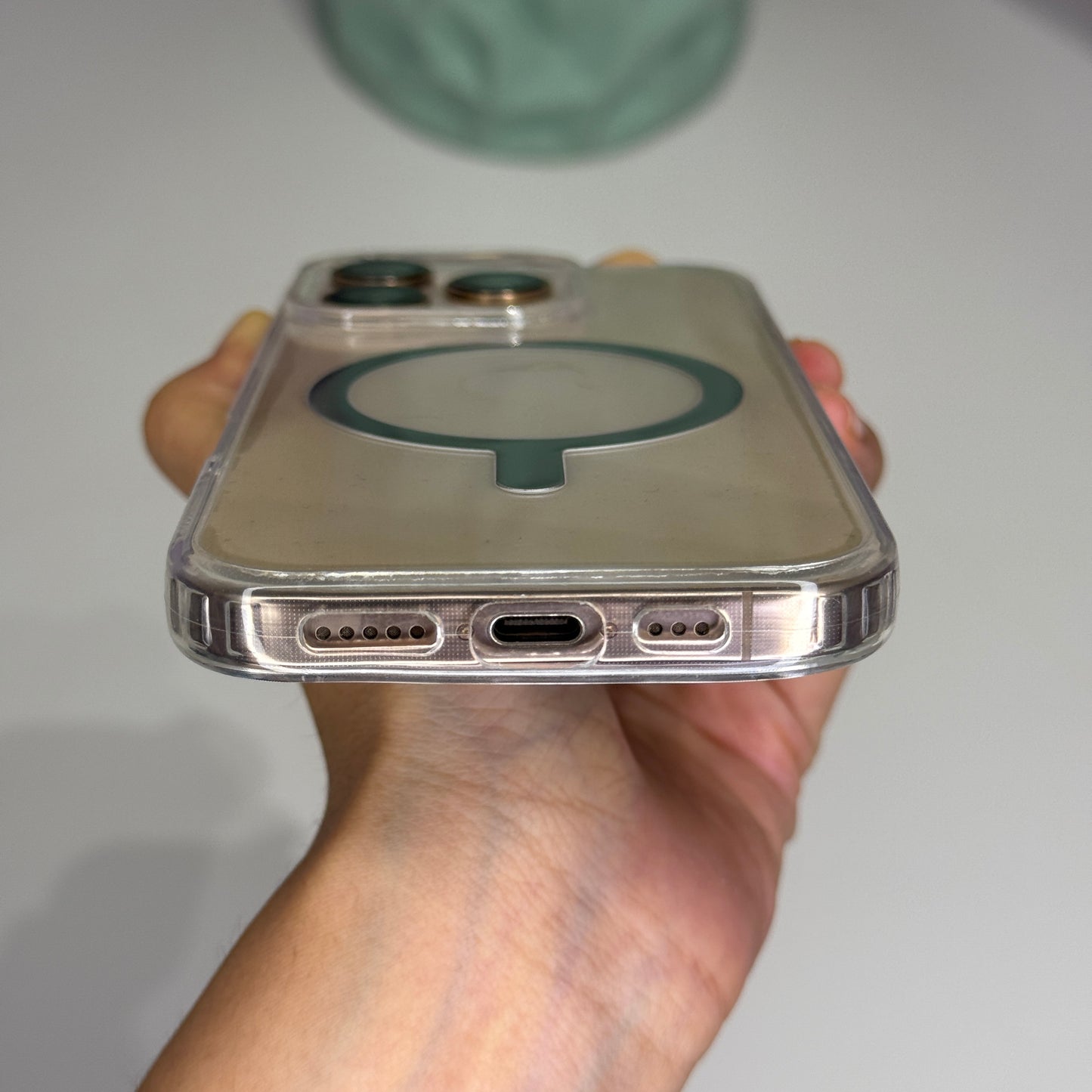 Transparent Magsafe Case with Silver Ring for iPhone 16 Pro Max