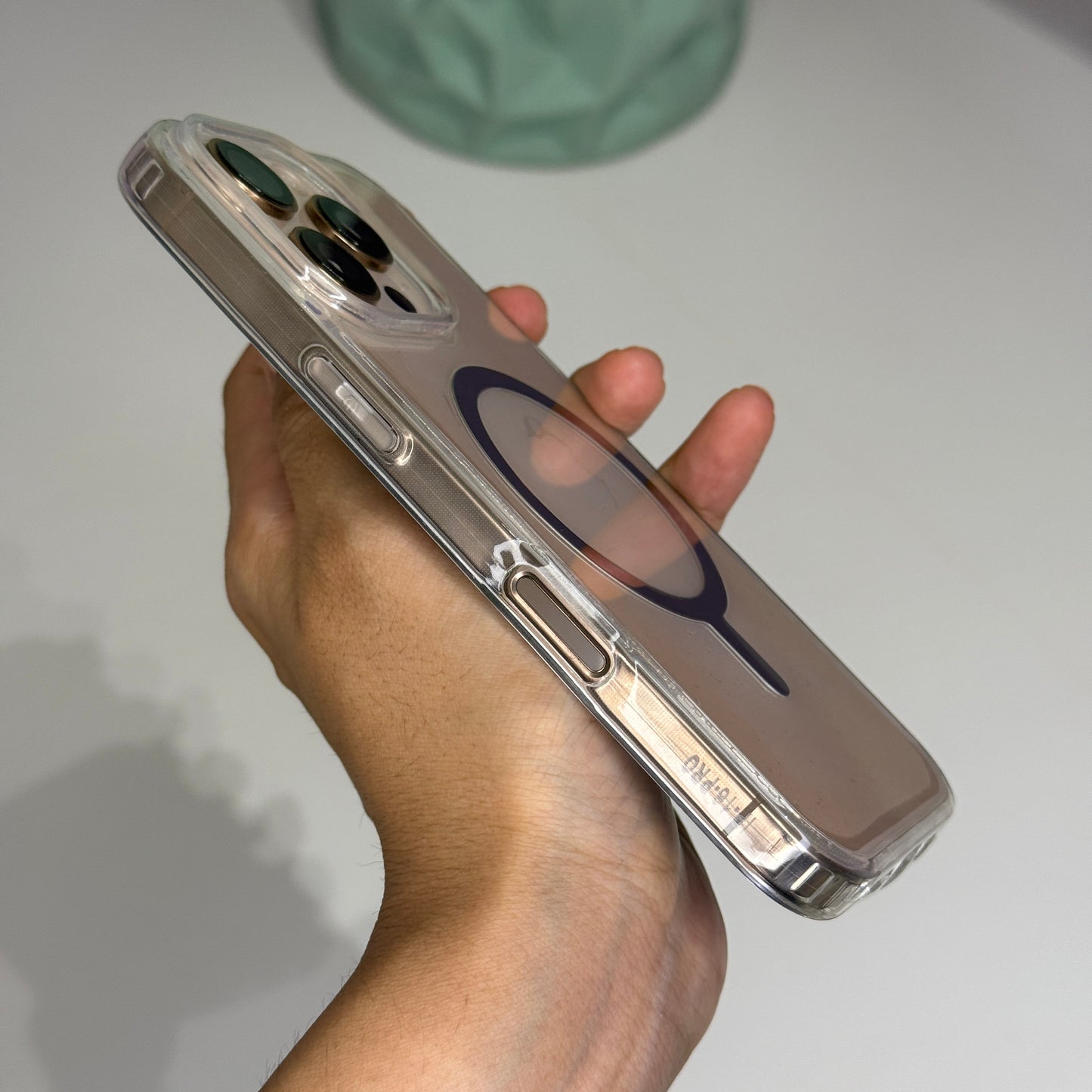 Transparent Magsafe Case with Silver Ring for iPhone 16 Pro Max