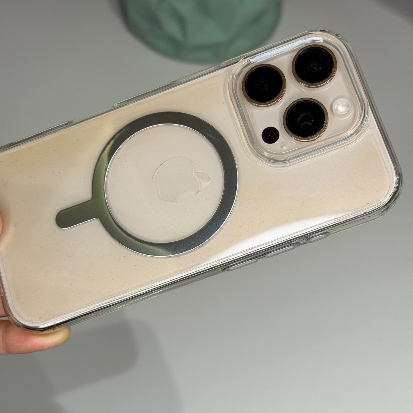 Transparent Magsafe Case with Silver Ring for iPhone 16 Pro Max