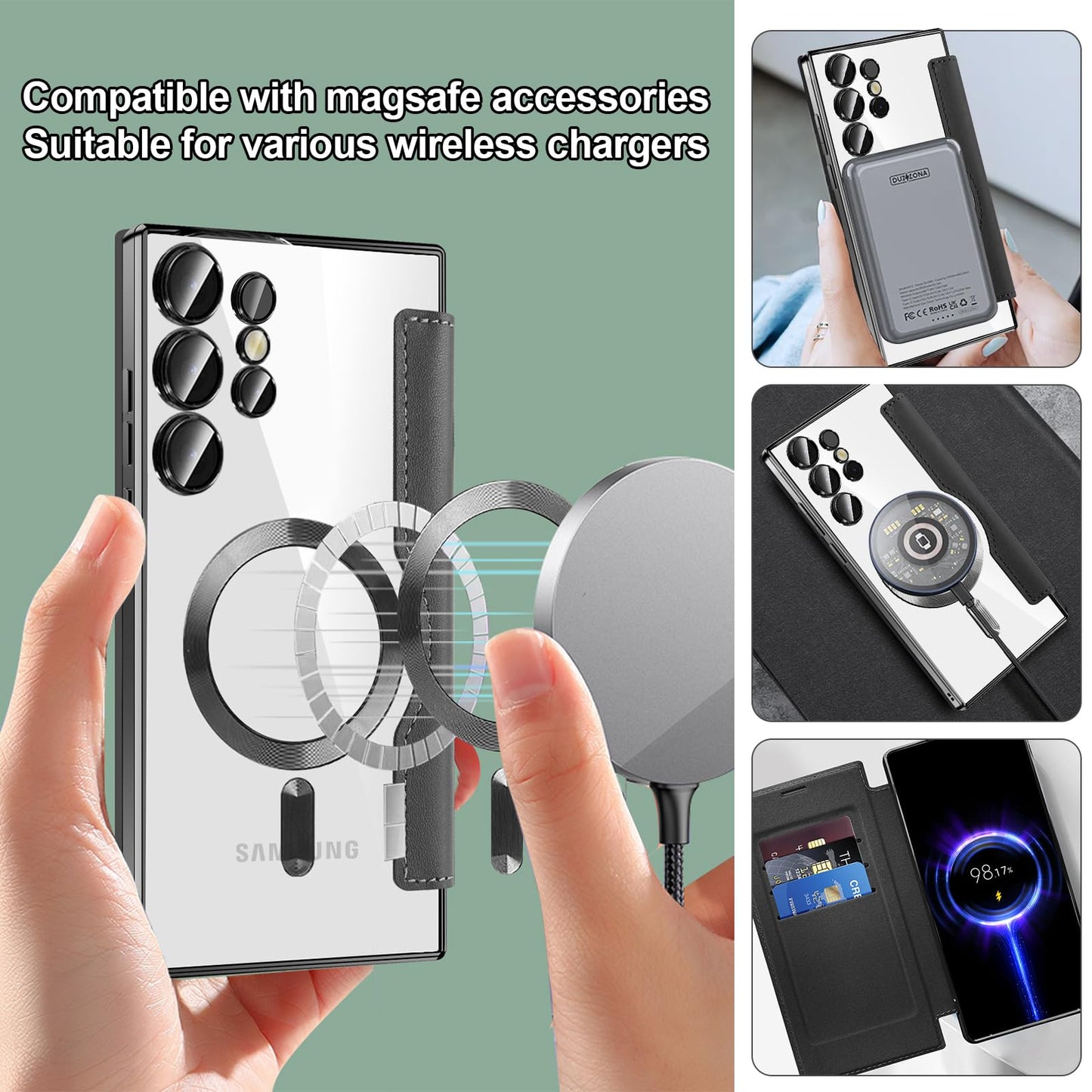 Anti Yellow Transparent Flip Case with Magsafe for Samsung Galaxy S24 Ultra